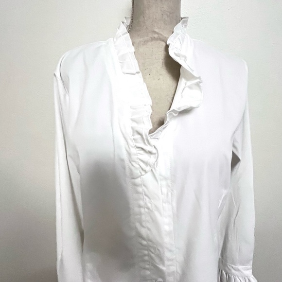 Women's White Ruffle Blouse - Picture 7 of 10